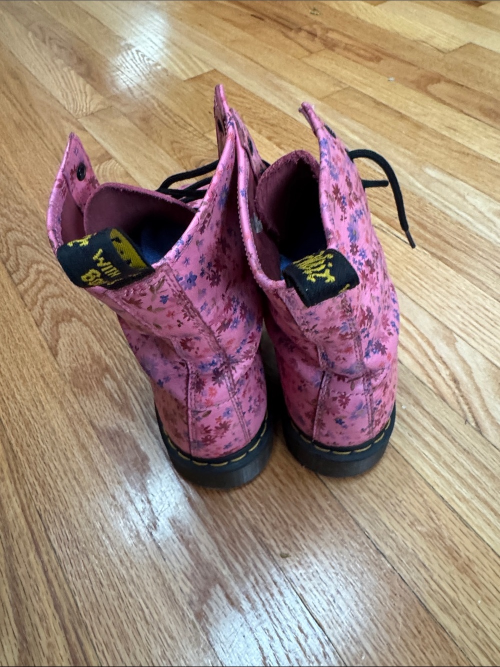 Dr. Martens Pink Floral Lace-Up Women's Boots - Picture 3 of 6